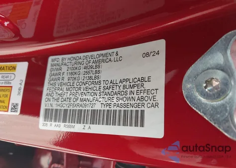 2024 Honda Accord Hybrid Sport z USA, uszkodzony, nr VIN 1HGCY2F5XRA091727